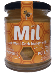 Raw Honey jar with 2% Pollen 